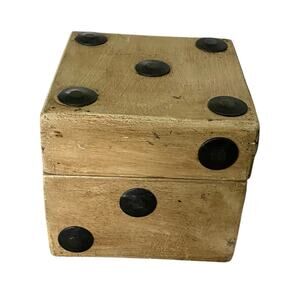 UNIQUE Sanibel Home Wooden DICE BOX Trinket Jewelry 4" Storage - Made in India